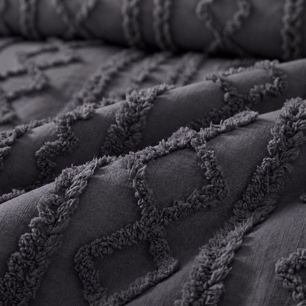 Duvet Covers with Tufted Boho Texture and Matching Pillowcases