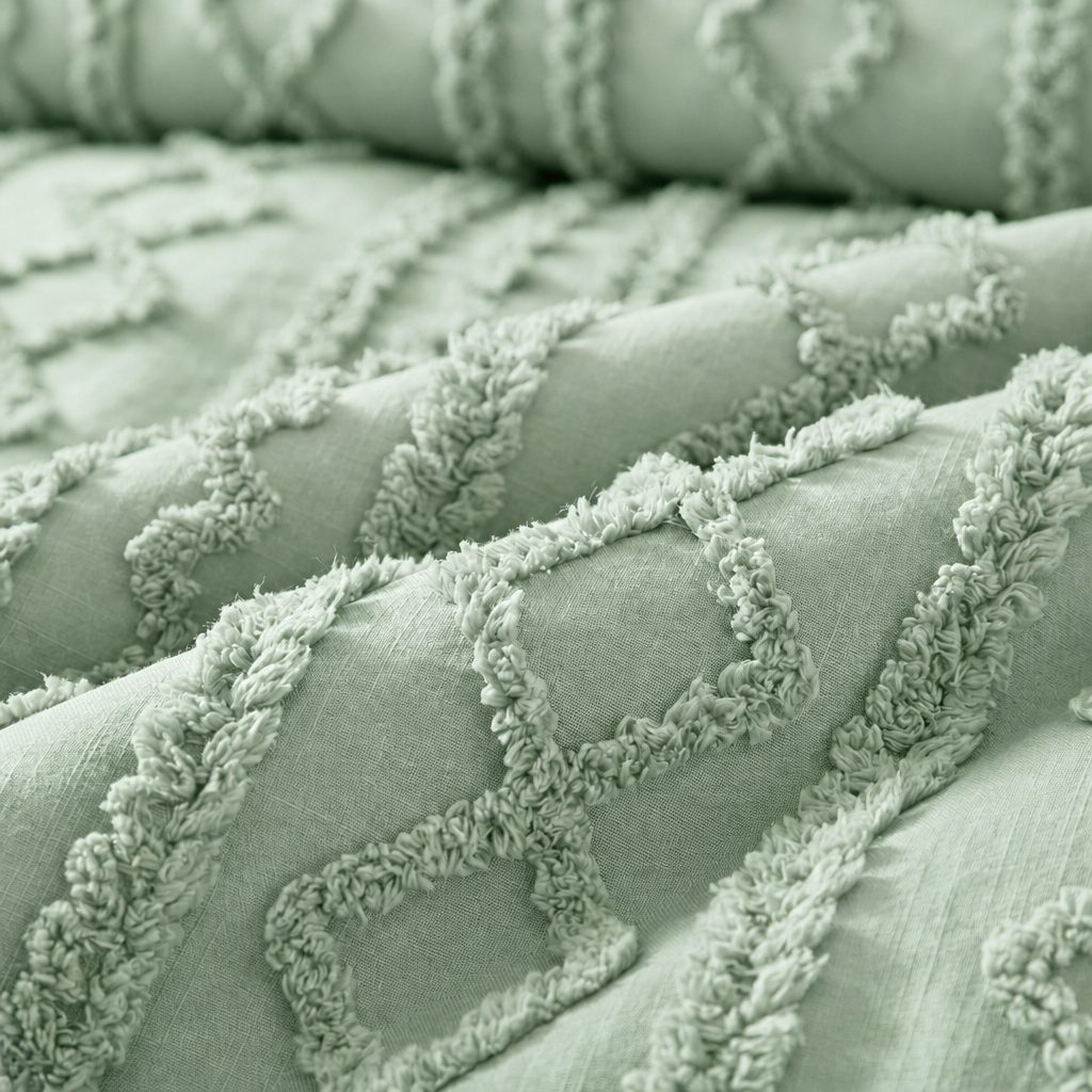 Duvet Covers with Tufted Boho Texture and Matching Pillowcases