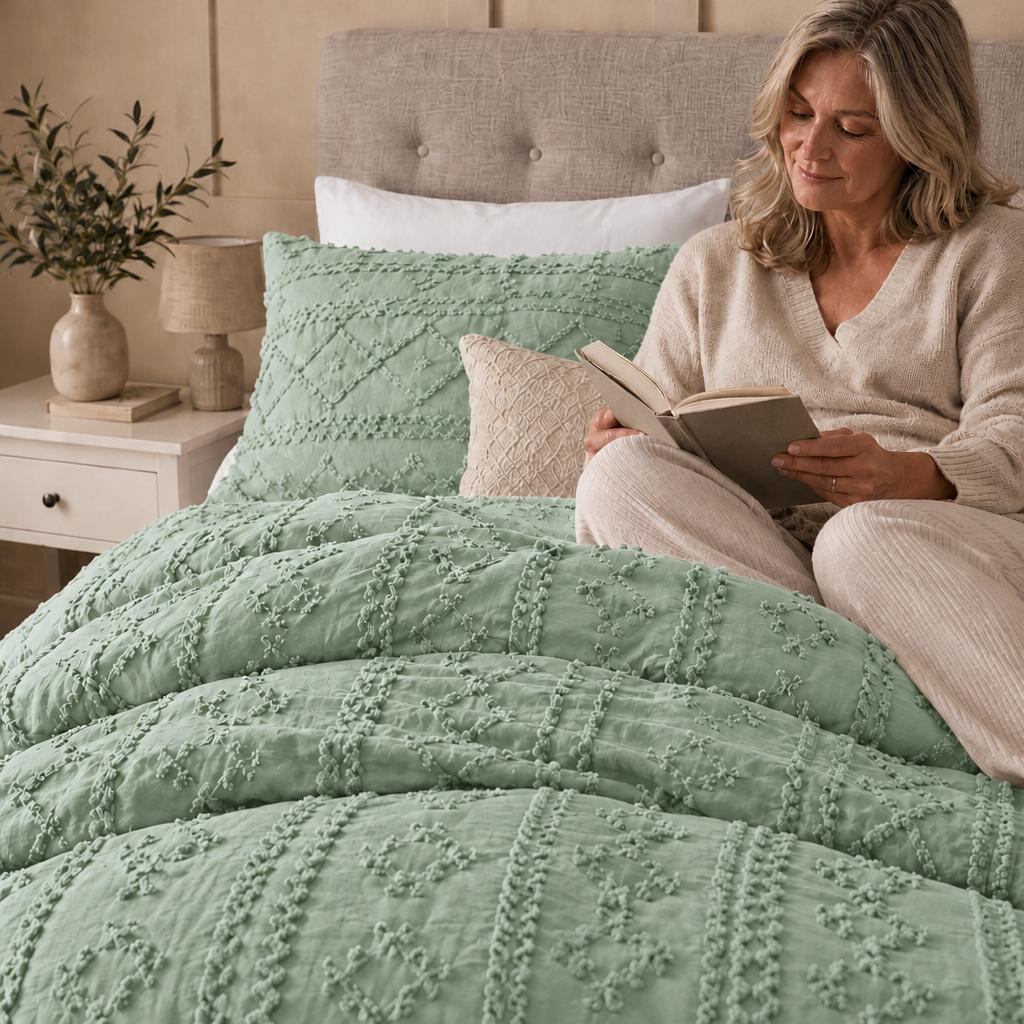 Duvet Covers with Tufted Boho Texture and Matching Pillowcases