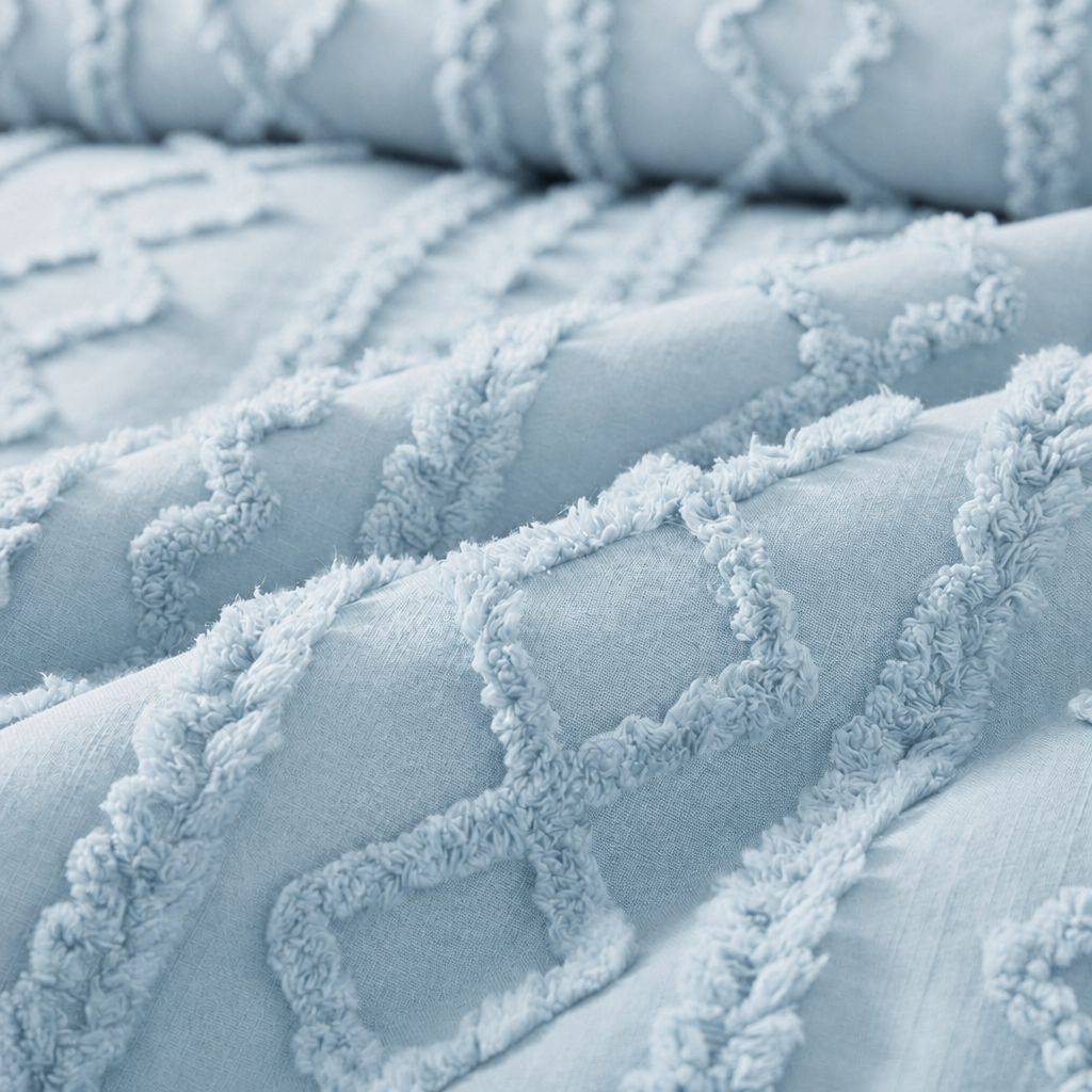 Duvet Covers with Tufted Boho Texture and Matching Pillowcases