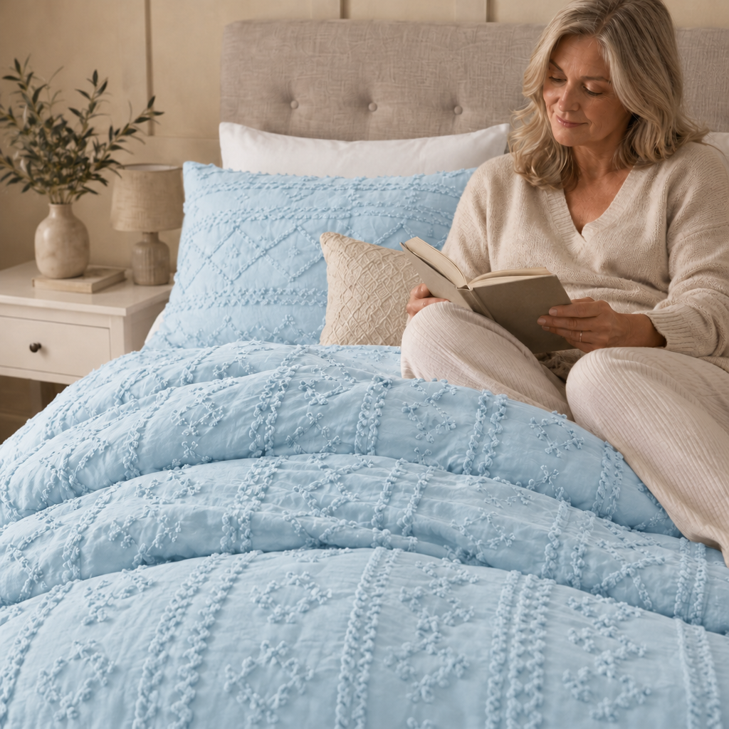 Duvet Covers with Tufted Boho Texture and Matching Pillowcases