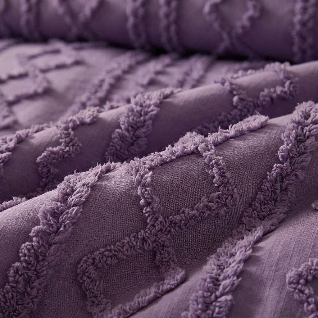 Duvet Covers with Tufted Boho Texture and Matching Pillowcases