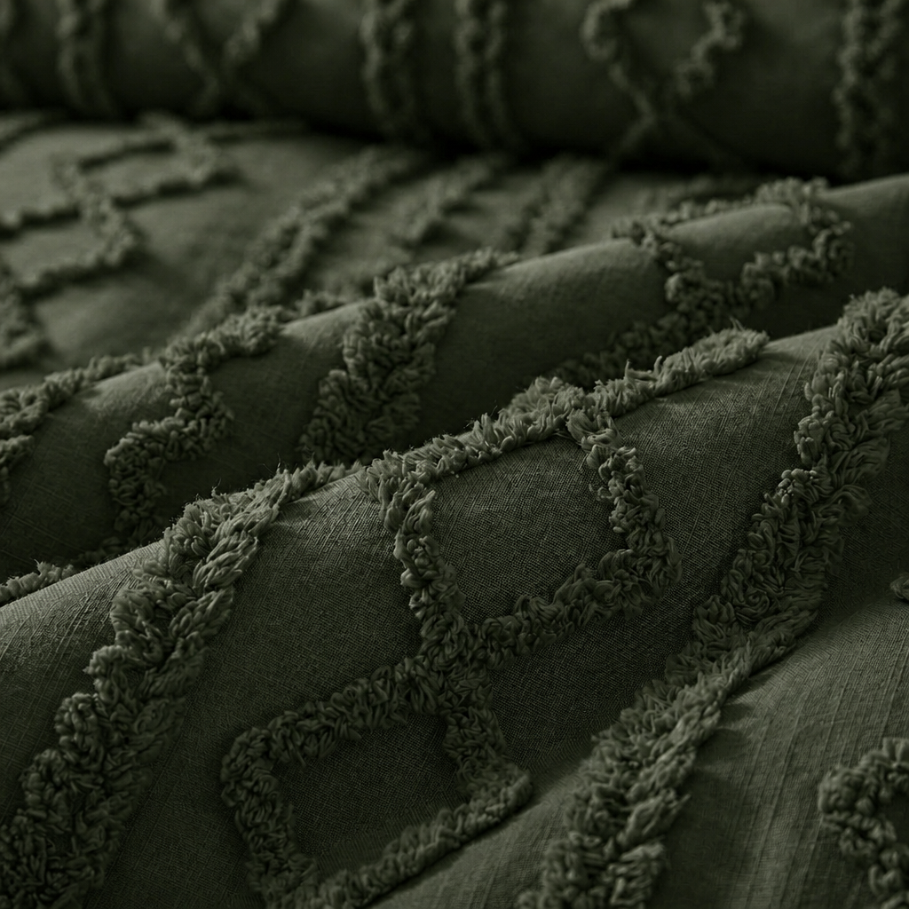 Duvet Covers with Tufted Boho Texture and Matching Pillowcases