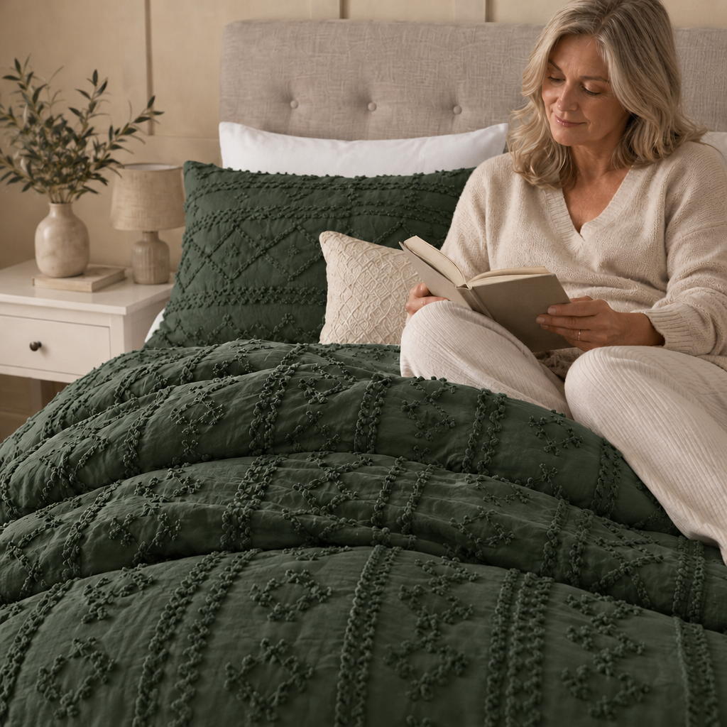 Duvet Covers with Tufted Boho Texture and Matching Pillowcases