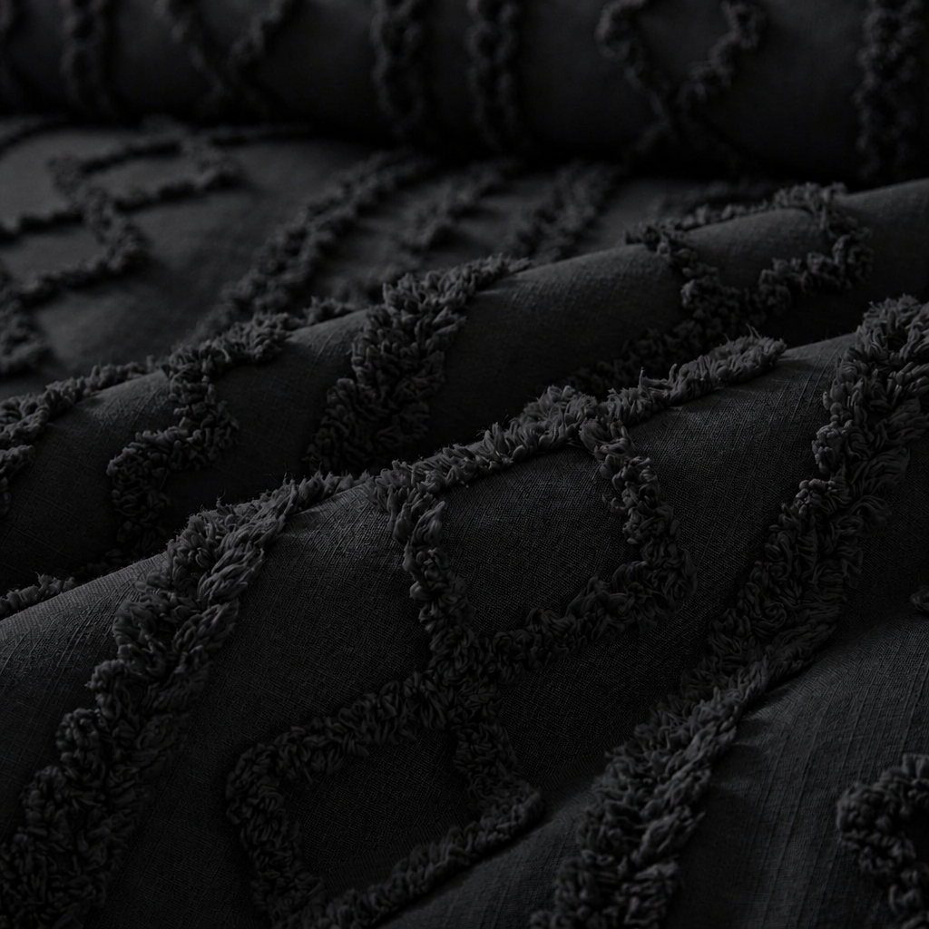 Duvet Covers with Tufted Boho Texture and Matching Pillowcases