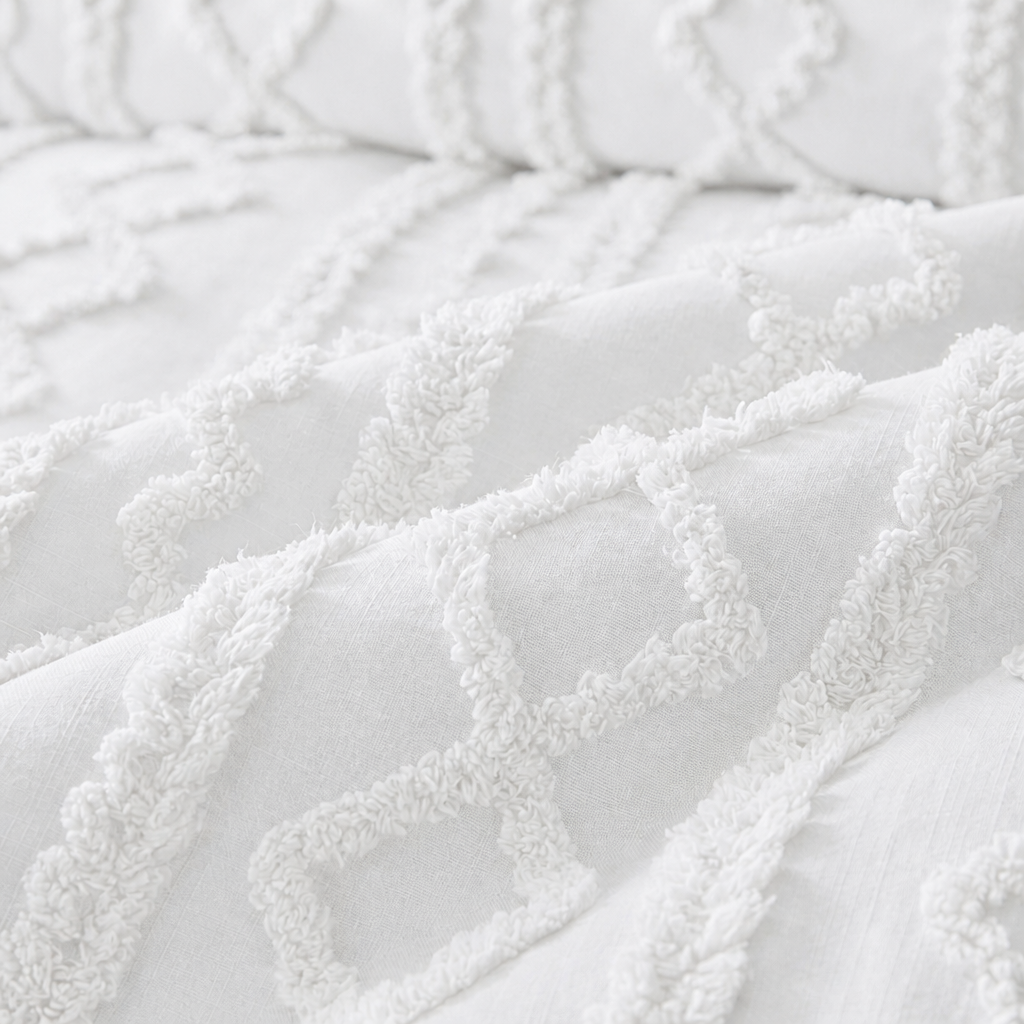 Duvet Covers with Tufted Boho Texture and Matching Pillowcases