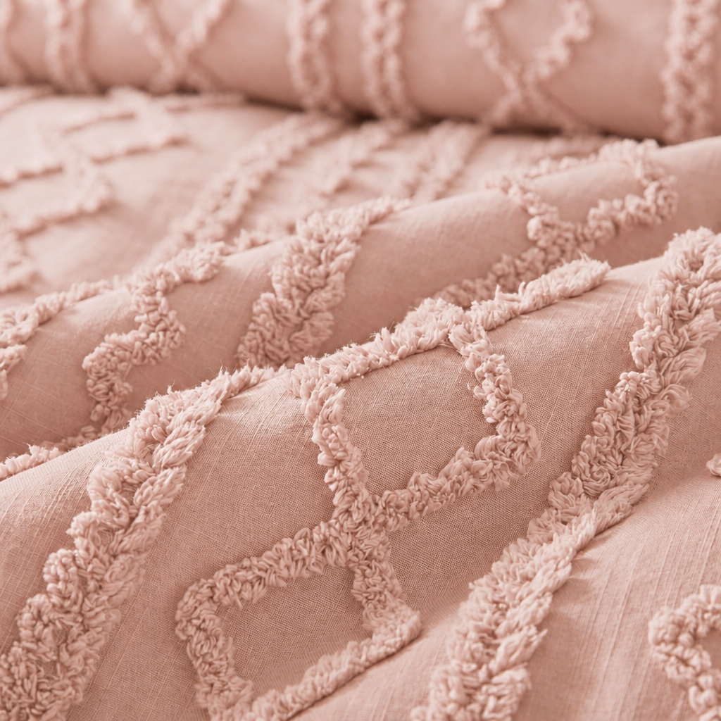 Duvet Covers with Tufted Boho Texture and Matching Pillowcases