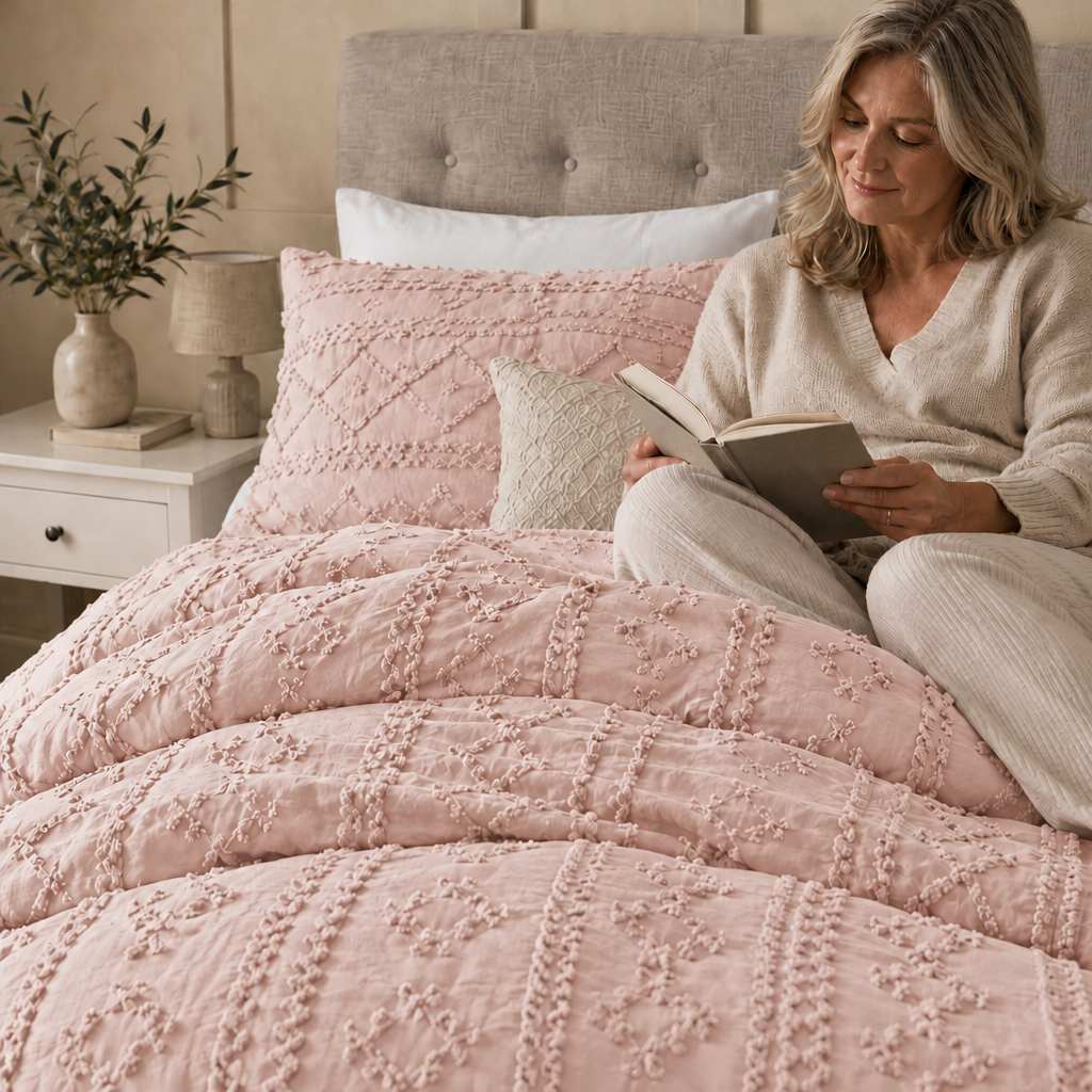 Duvet Covers with Tufted Boho Texture and Matching Pillowcases