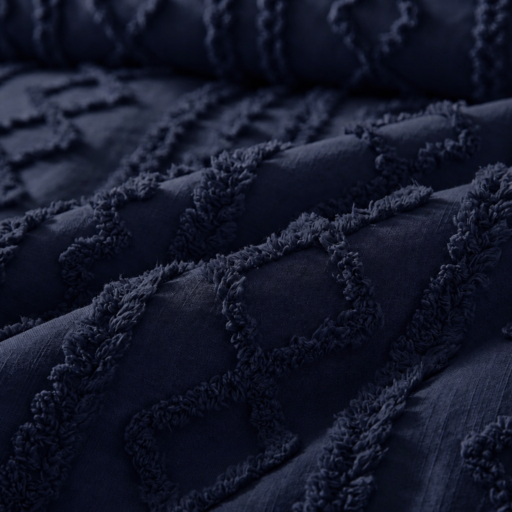 Duvet Covers with Tufted Boho Texture and Matching Pillowcases