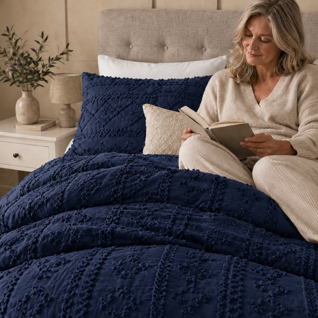 Duvet Covers with Tufted Boho Texture and Matching Pillowcases