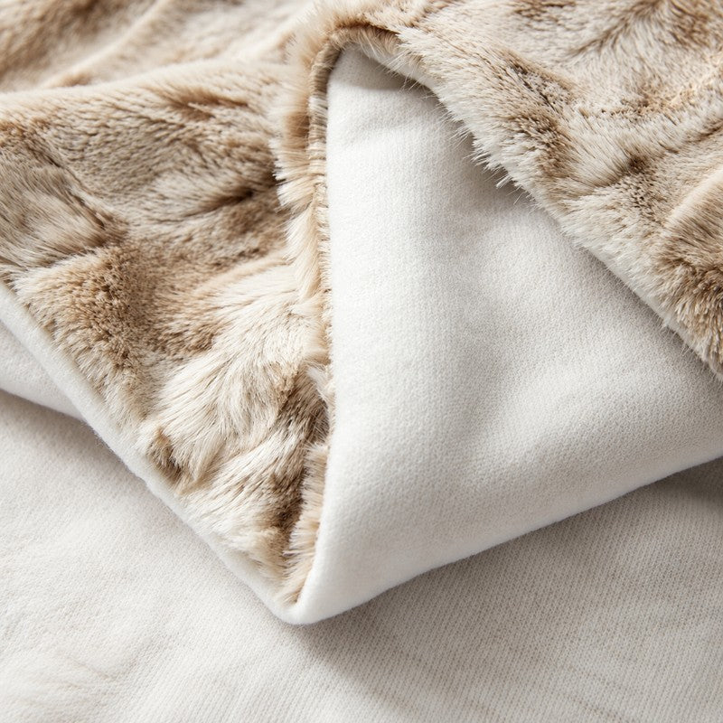 Faux Fur Throw Blanket, Plush, Reversible and Lightweight