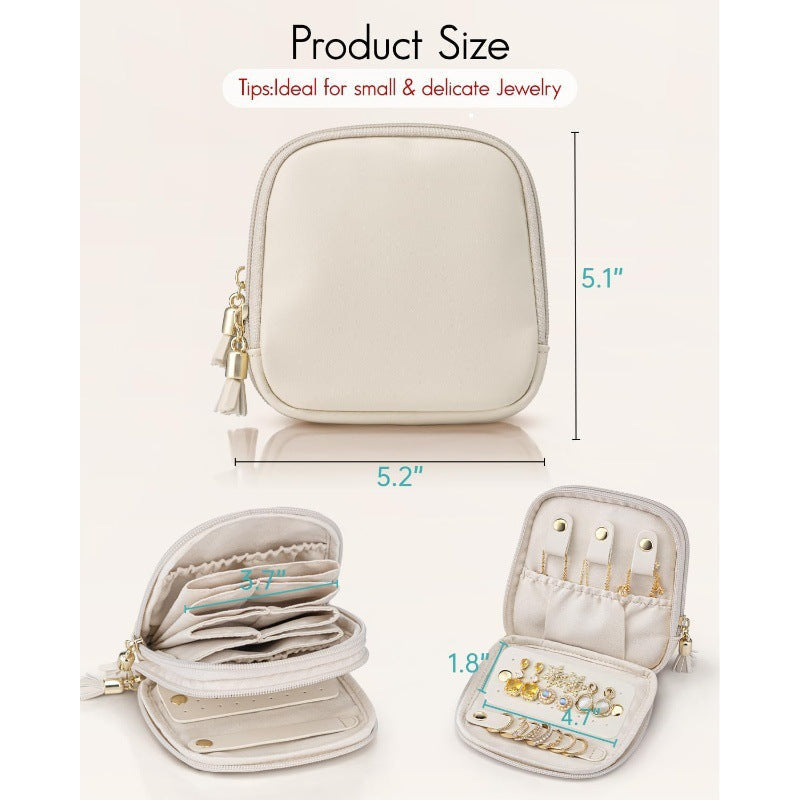 Jewellery Box Compact Travel Case with Double Zip and Compartments
