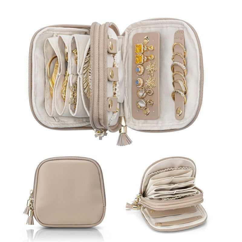 Jewellery Box Compact Travel Case with Double Zip and Compartments