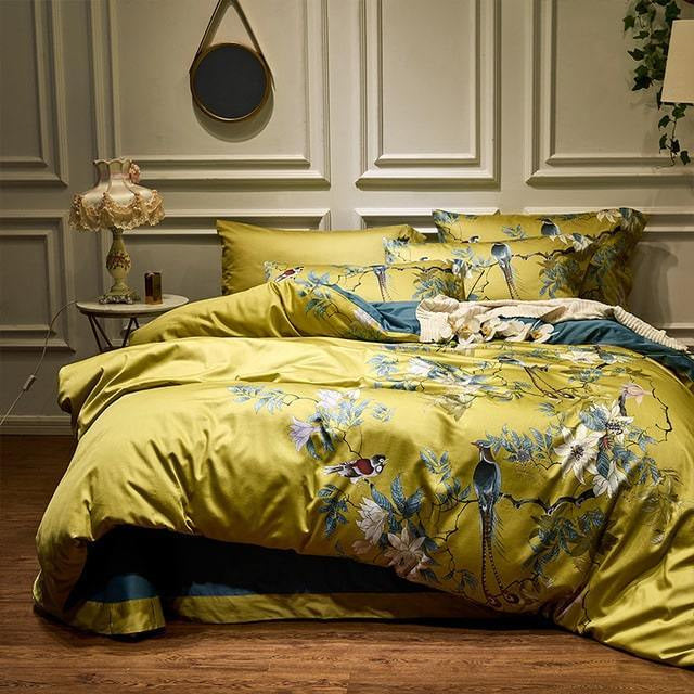 King Size Duvet Cover Set Egyptian Cotton 500 TC, Tropical Bird Print