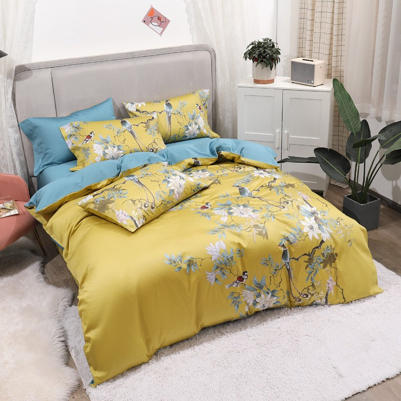 King Size Duvet Cover Set Egyptian Cotton 500 TC, Tropical Bird Print