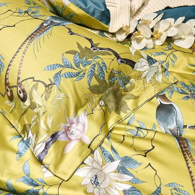King Size Duvet Cover Set Egyptian Cotton 500 TC, Tropical Bird Print