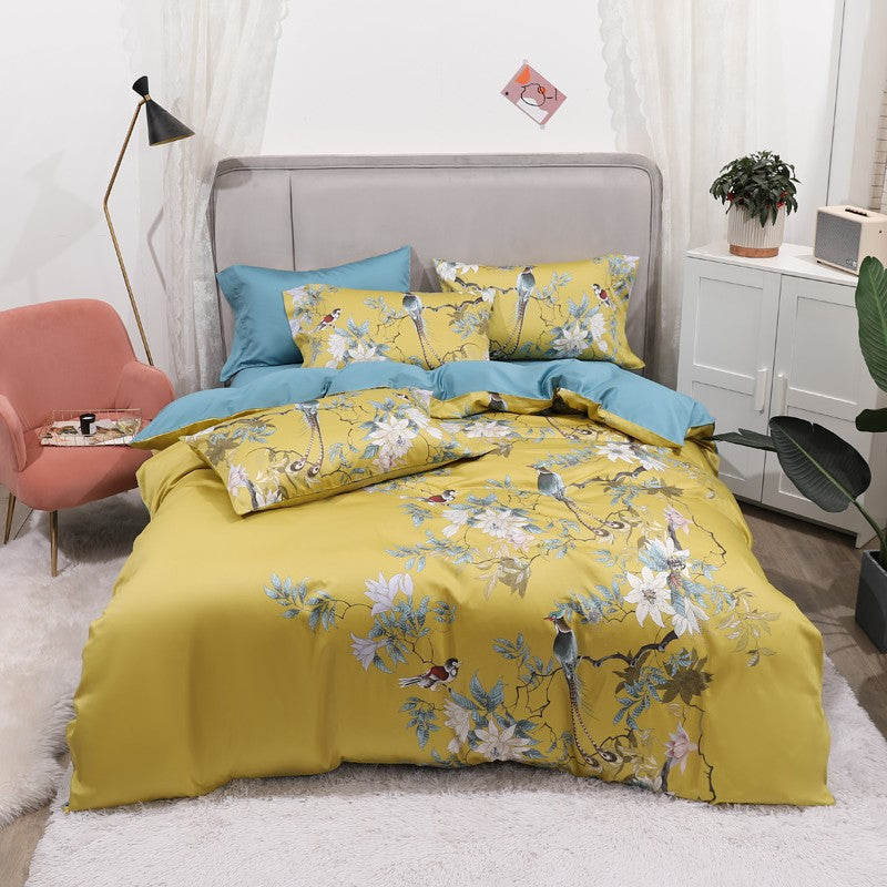 King Size Duvet Cover Set Egyptian Cotton 500 TC, Tropical Bird Print
