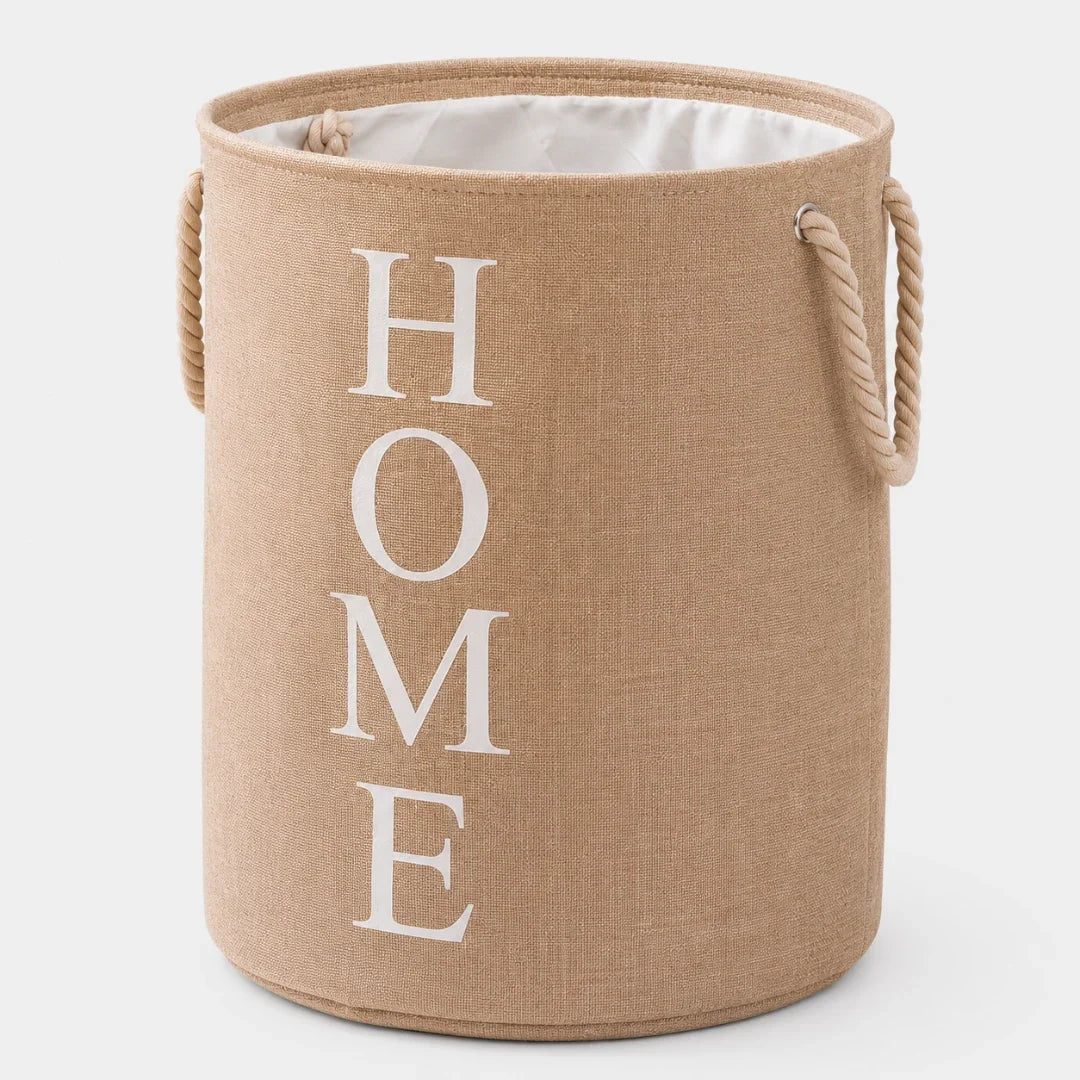 Laundry Basket in Woven Linen Look, Foldable and Breathable