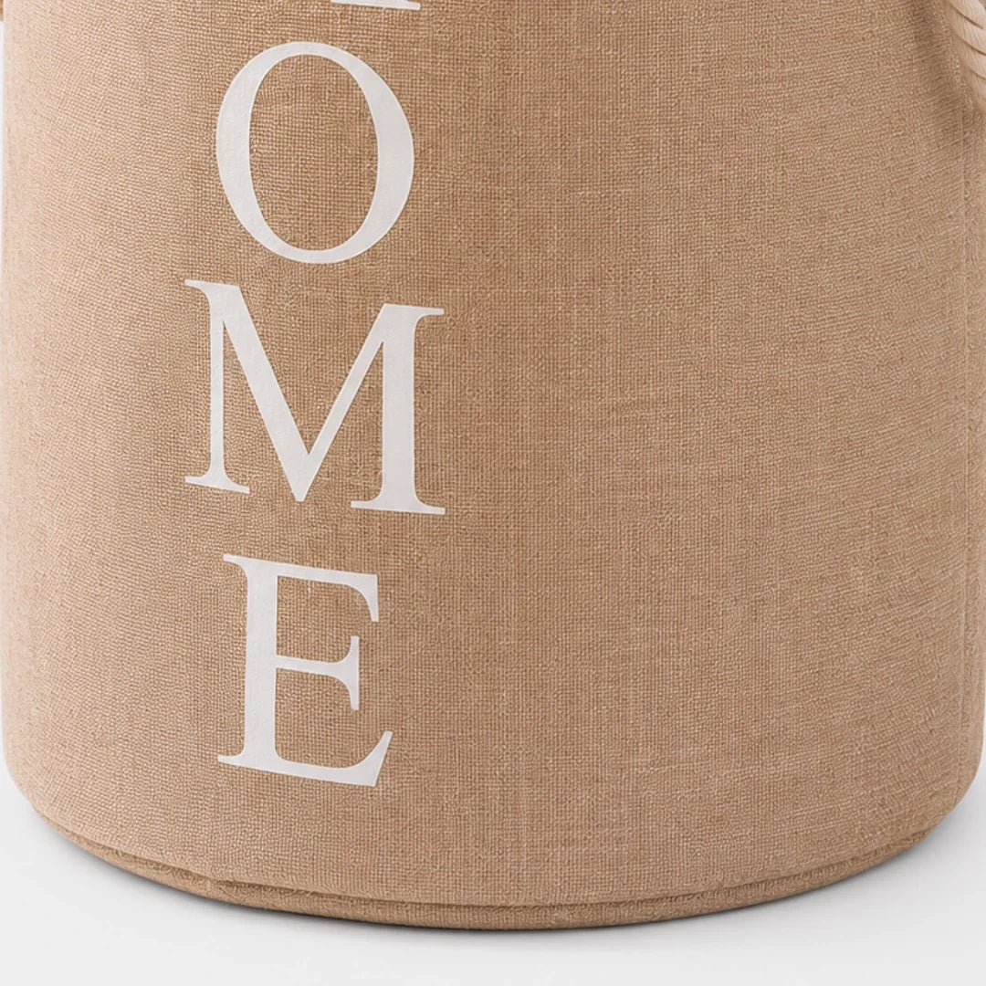 Laundry Basket in Woven Linen Look, Foldable and Breathable