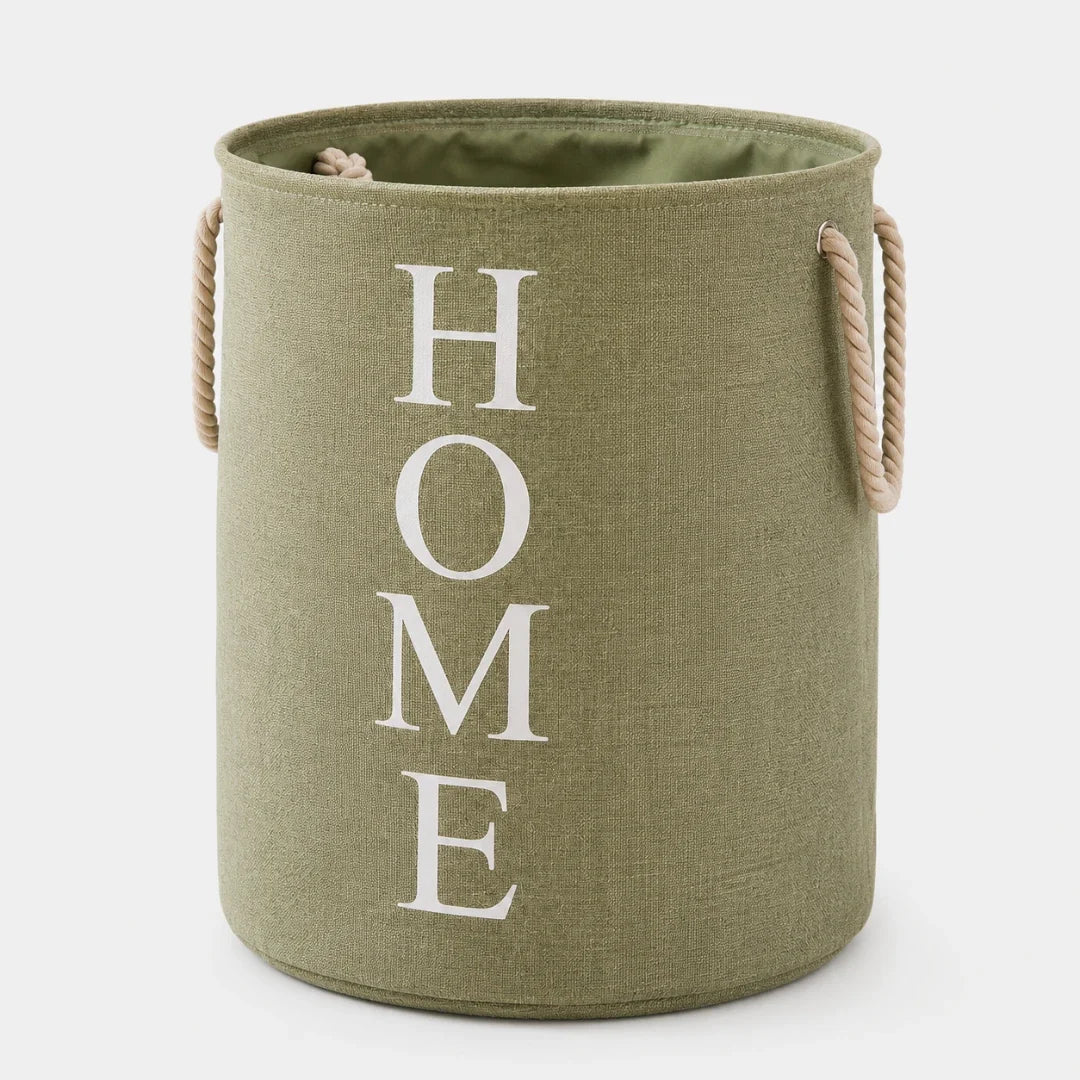 Laundry Basket in Woven Linen Look, Foldable and Breathable