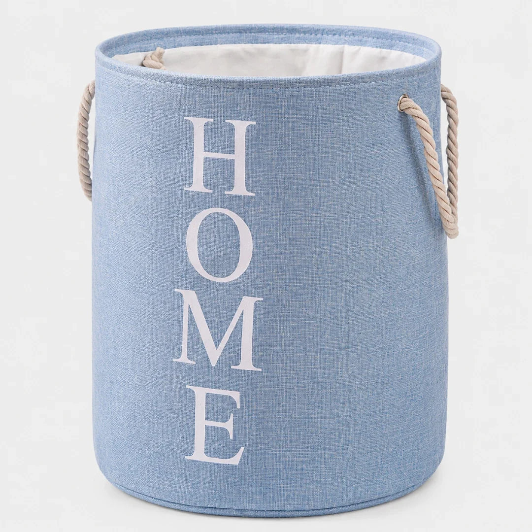Laundry Basket in Woven Linen Look, Foldable and Breathable