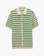 Men's Button Shirt With Narrow Horizontal Stripes - Green