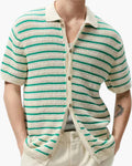Men's Button Shirt With Narrow Horizontal Stripes - Green