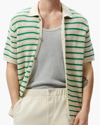 Men's Button Shirt With Narrow Horizontal Stripes - Green
