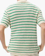 Men's Button Shirt With Narrow Horizontal Stripes - Green