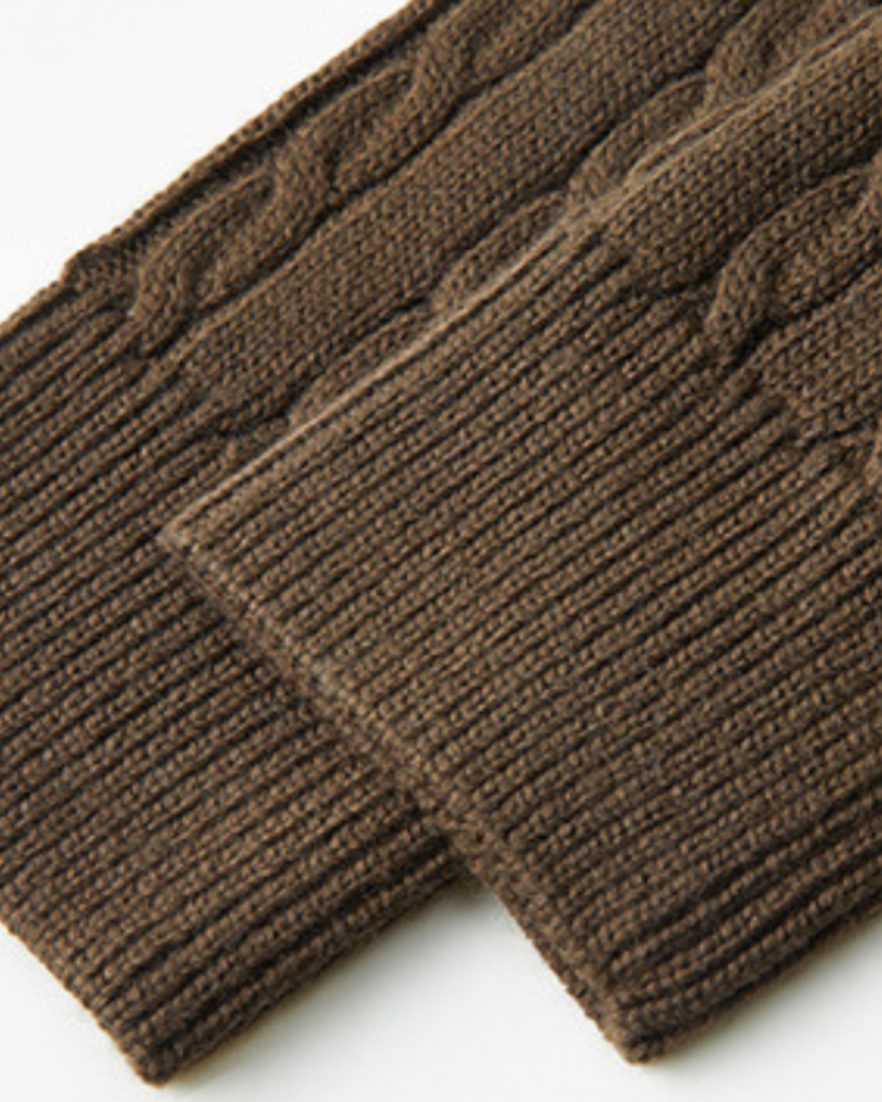 Men's Color-Block Cable Sweater With a Short Zip - Brown