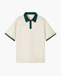Men's Contrast-Collar Polo With Banded Sleeve Edges - Green