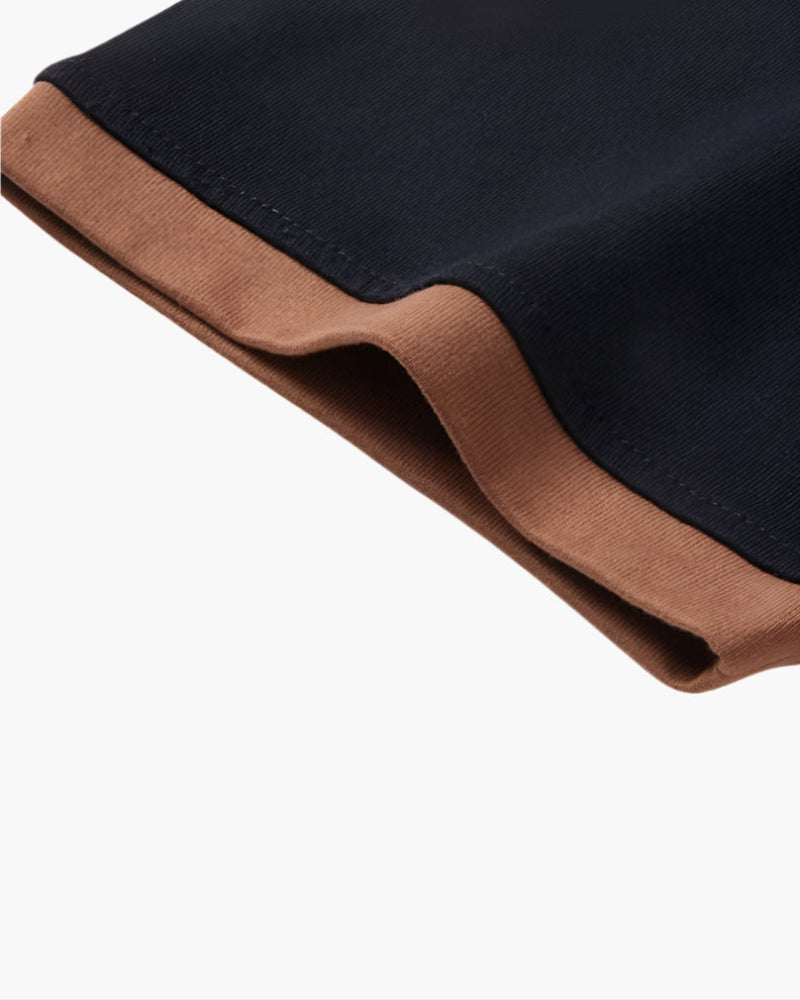 Men's Contrast-Collar Polo With Banded Sleeve Edges - Black