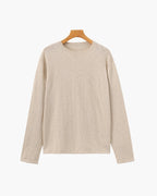 Men's Crewneck Sweater With a Subtle Marl Texture - Beige