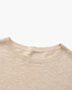 Men's Crewneck Sweater With a Subtle Marl Texture - Beige