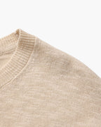 Men's Crewneck Sweater With a Subtle Marl Texture - Beige