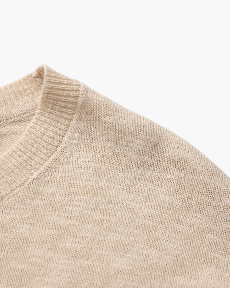 Men's Crewneck Sweater With a Subtle Marl Texture - Beige