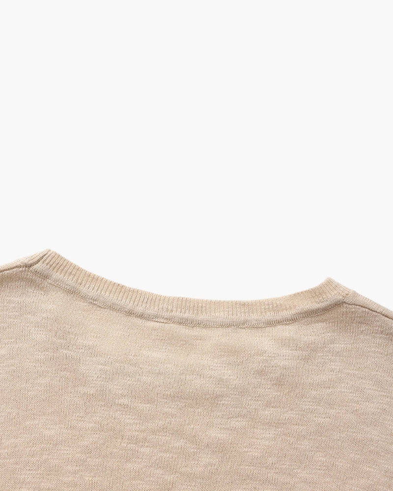 Men's Crewneck Sweater With a Subtle Marl Texture - Beige