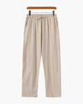 Men's Cropped Drawstring Trousers With Side Pockets - Beige