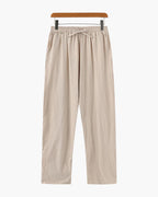 Men's Cropped Drawstring Trousers With Side Pockets - Beige