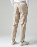 Men's Cropped Drawstring Trousers With Side Pockets - Beige