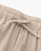 Men's Cropped Drawstring Trousers With Side Pockets - Beige