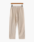 Men's Cropped Drawstring Trousers With Side Pockets - Beige
