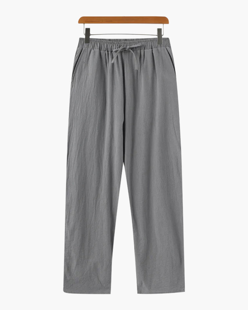 Men's Cropped Drawstring Trousers With Side Pockets - Gray