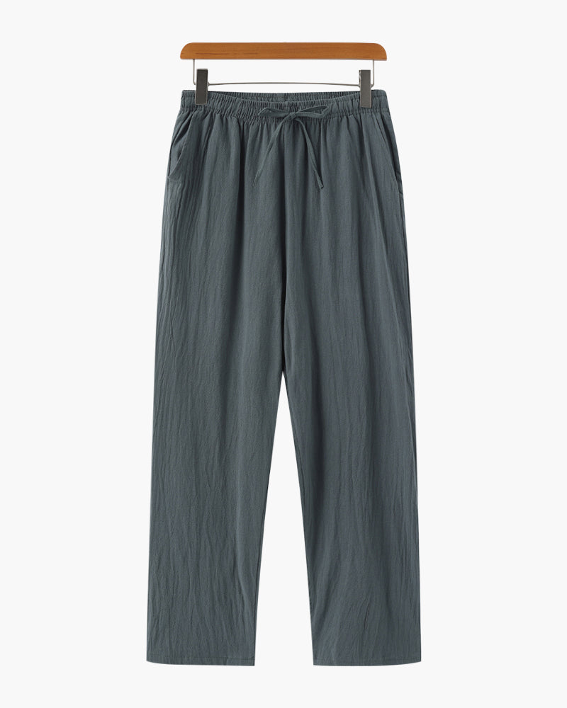 Men's Cropped Drawstring Trousers With Side Pockets - Green
