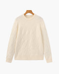 Men's Diamond-Knit Crewneck With Long Ribbed Cuffs - Beige