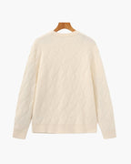 Men's Diamond-Knit Crewneck With Long Ribbed Cuffs - Beige