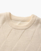 Men's Diamond-Knit Crewneck With Long Ribbed Cuffs - Beige