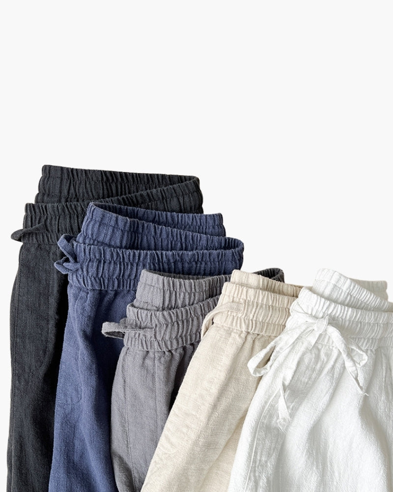 Men's Drawstring Trousers With Straight Cropped Legs - shared