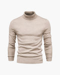 Men's Folded Turtleneck Sweater With Narrow Cuffs - Beige
