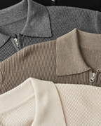 Men's Full-Zip Ribbed Cardigan With a Pointed Collar - shared